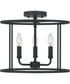 Abner 3-light Semi Flush Mount Matte Black