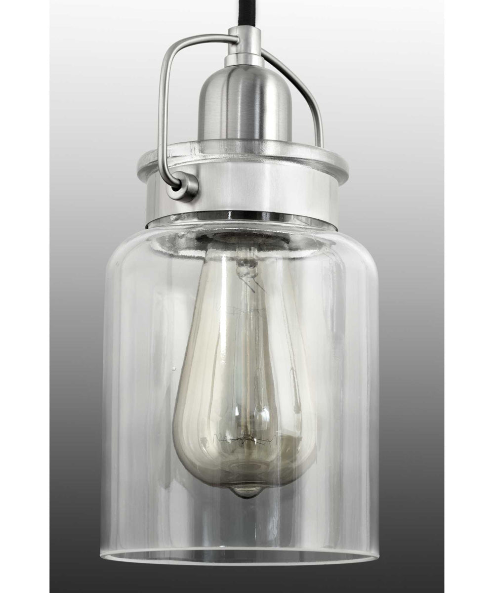 Calhoun 1-Light Clear Glass Farmhouse Mini-Pendant Light Brushed Nickel