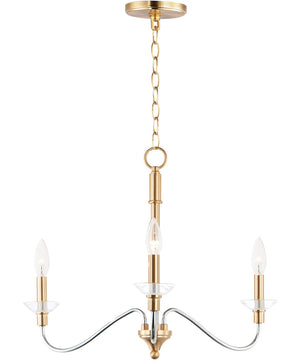 Clarion 3-Light Pendant Polished Chrome / Satin Brass