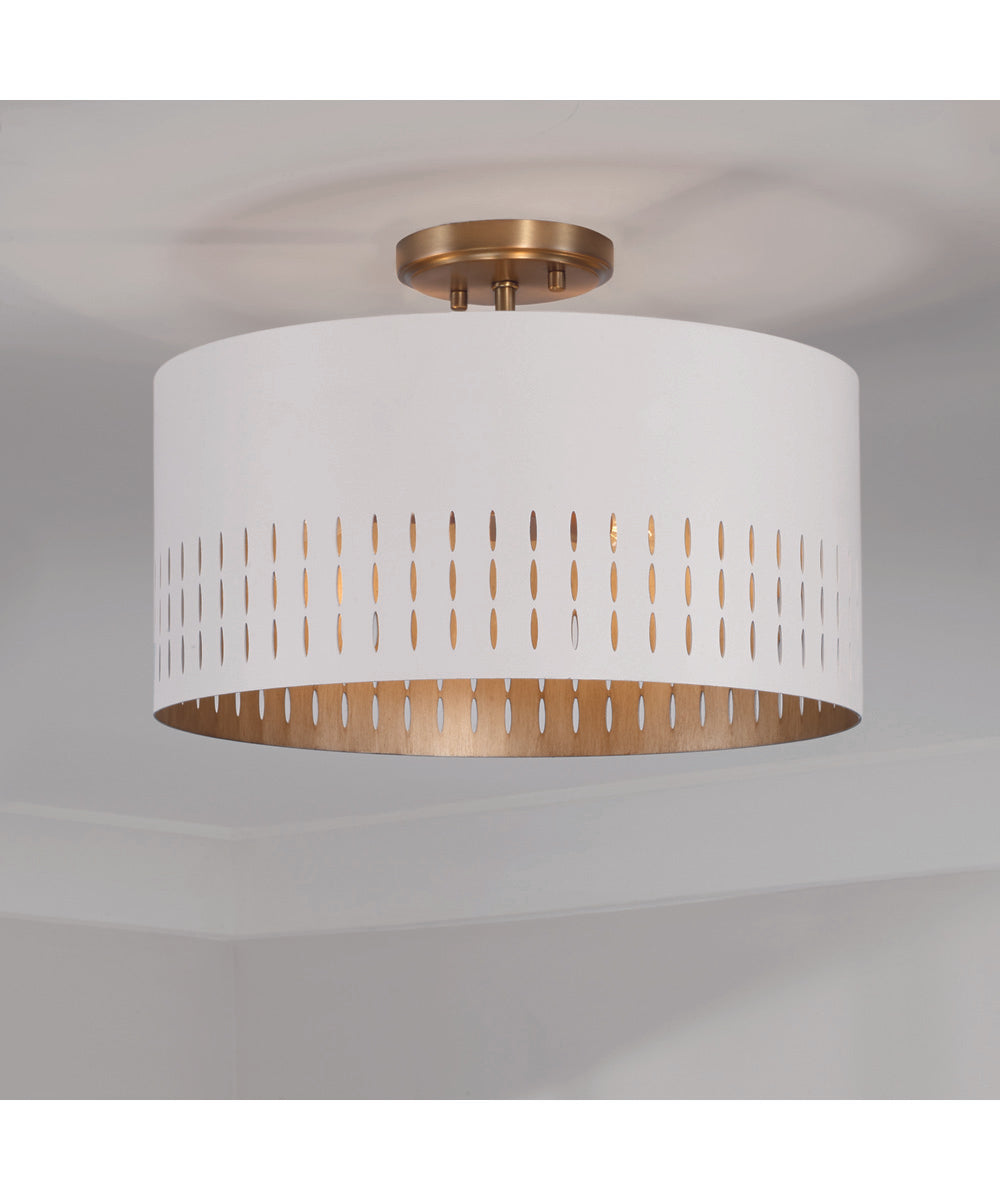 Dash 3-Light Semi-Flush Aged Brass and White