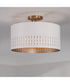 Dash 3-Light Semi-Flush Aged Brass and White