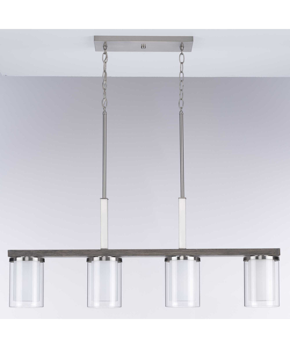 Mast 4-Light Linear Chandelier Brushed Nickel