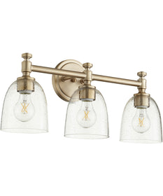 22"W Rossington 3-light Bath Vanity Light Aged Brass w/ Clear/Seeded