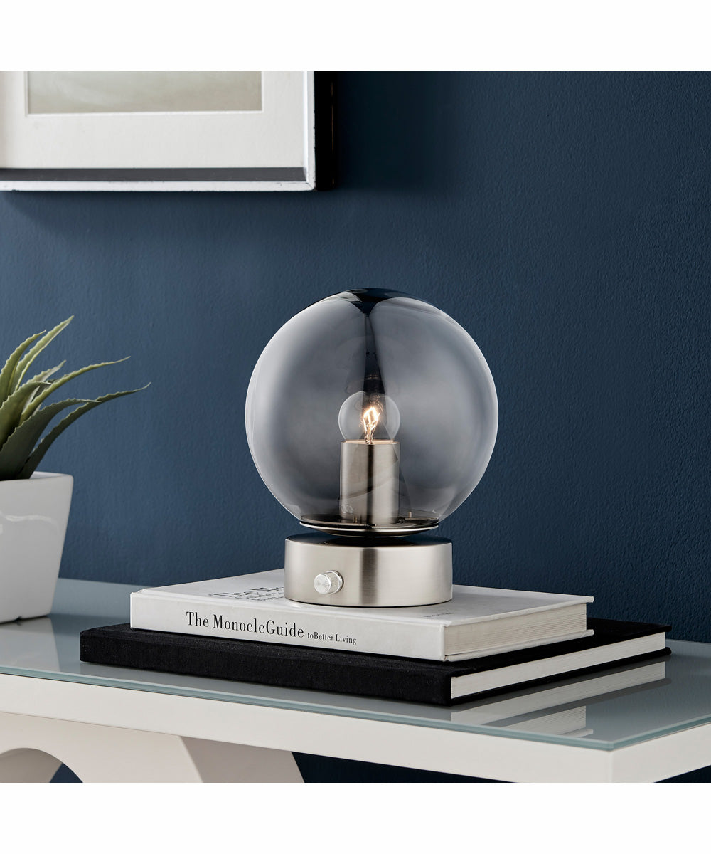 Reon 1-Light Table Lamp Brushed Nickel/Smoke Glass Shade