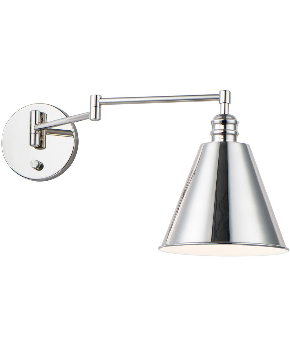 Library 1-Light Wall Sconce Horizontal Swing Arm Polished Nickel