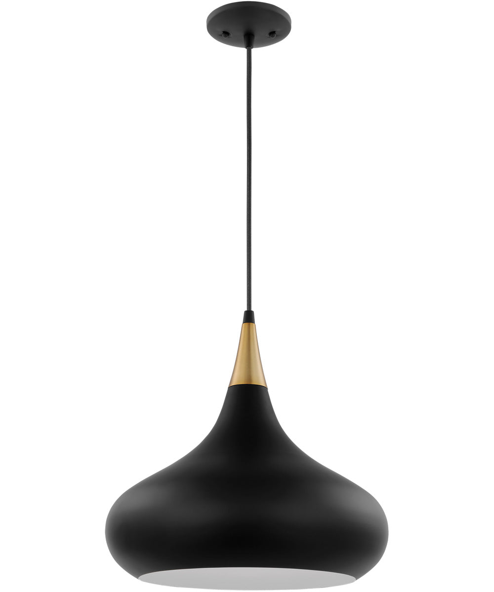 Phoenix 1-Light Pendant Matte Black / Polished Nickel