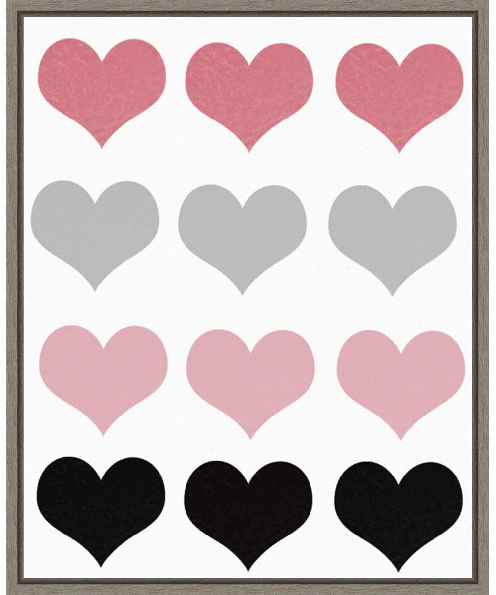 Framed Hearts by Ashley Singleton Canvas Wall Art Print (23  W x 28  H), Sylvie Greywash Frame