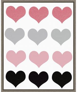 Framed Hearts by Ashley Singleton Canvas Wall Art Print (23  W x 28  H), Sylvie Greywash Frame