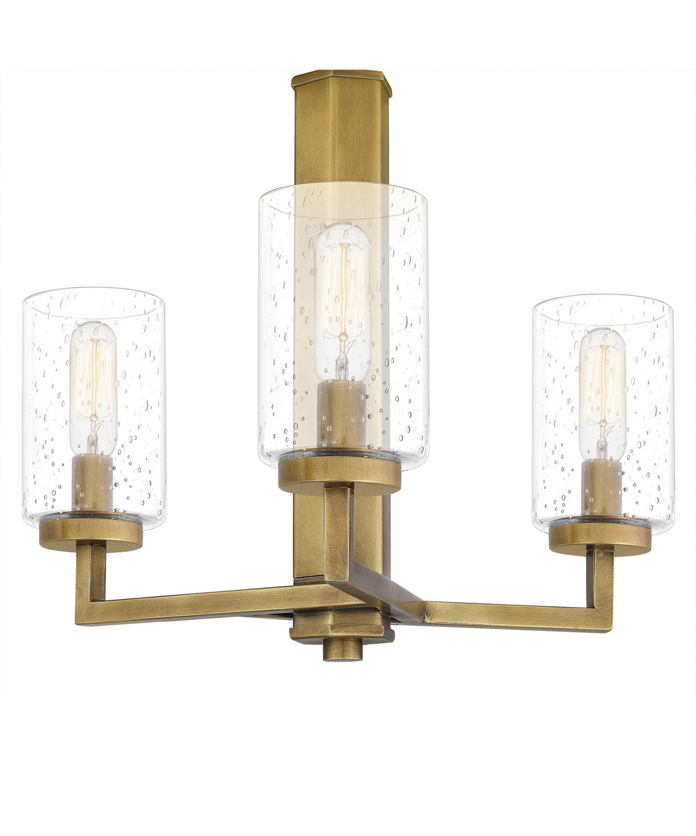 Sunburst 3-light Pendant Weathered Brass