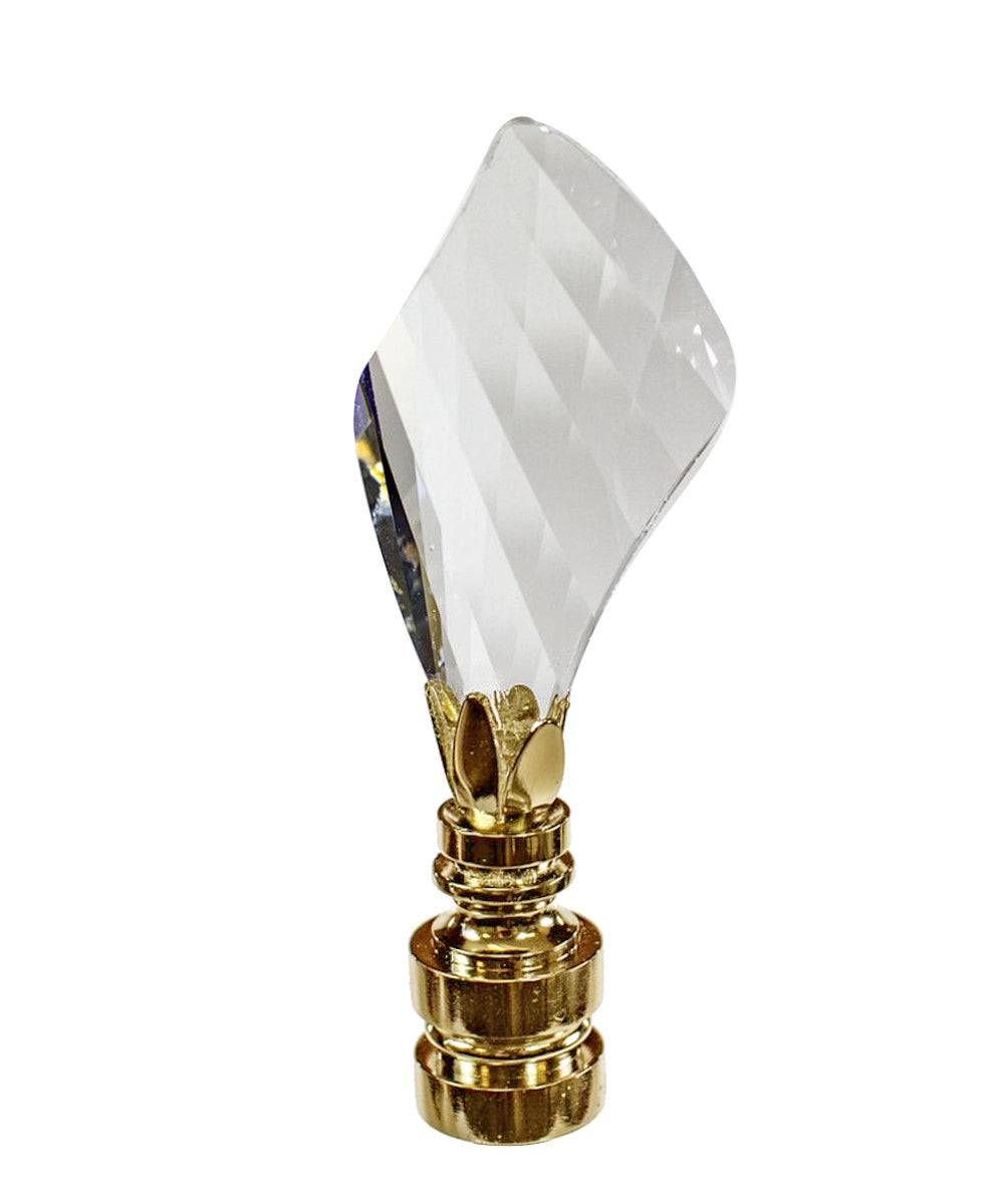 Swarovski Twist Crystal Lamp Finial Polished Brass 2.75"h