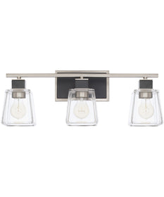 Tux 3-Light Vanity In Black Tie With Clear Glass