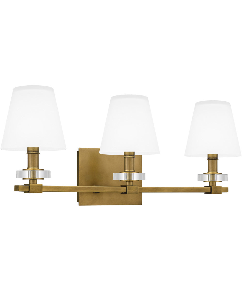 Kelsey Glen Large 3-light Bath Light Weathered Brass
