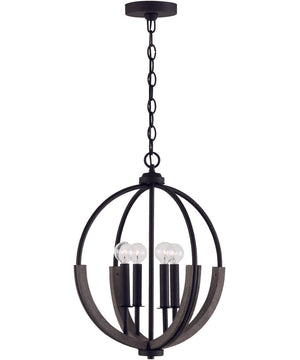 Clive 4-Light Pendant Carbon Grey and Black Iron
