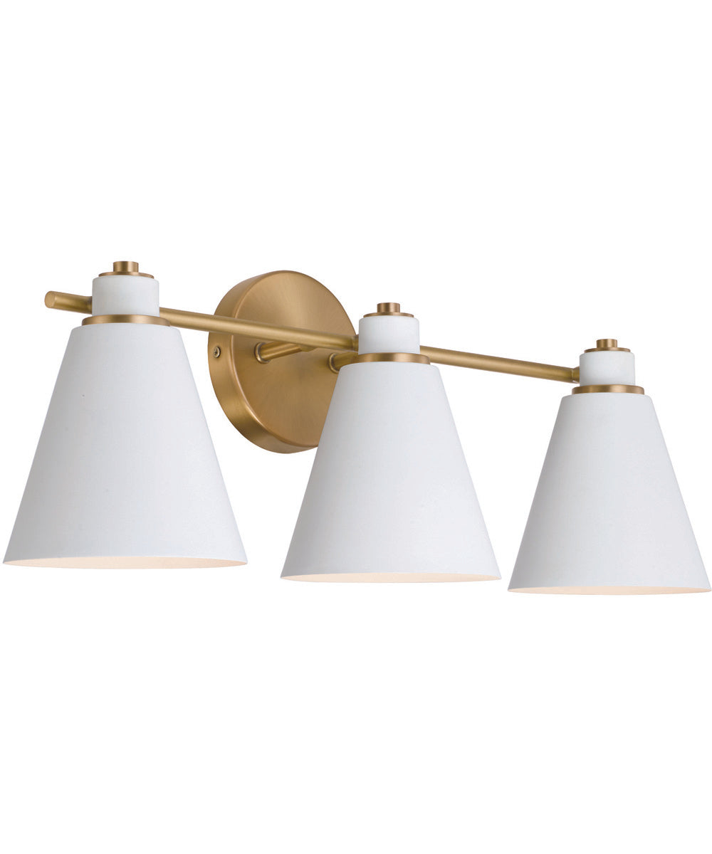 Bradley 3-Light Vanity Aged Brass and White