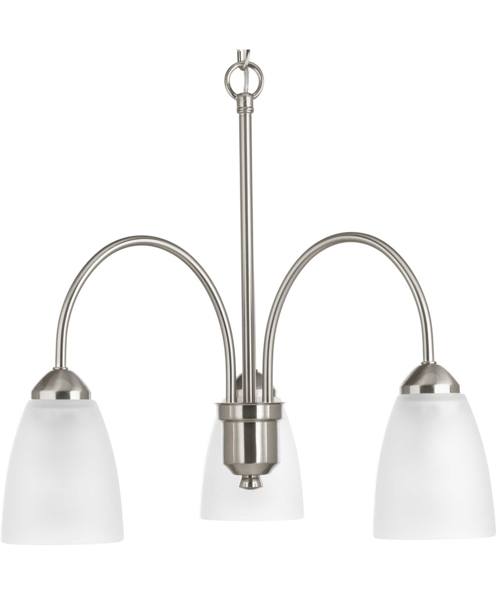 Gather 3-Light Etched Glass Traditional Chandelier Light Brushed Nickel