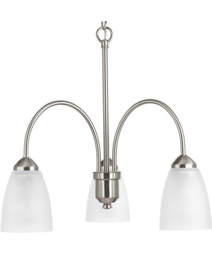 Gather 3-Light Etched Glass Traditional Chandelier Light Brushed Nickel