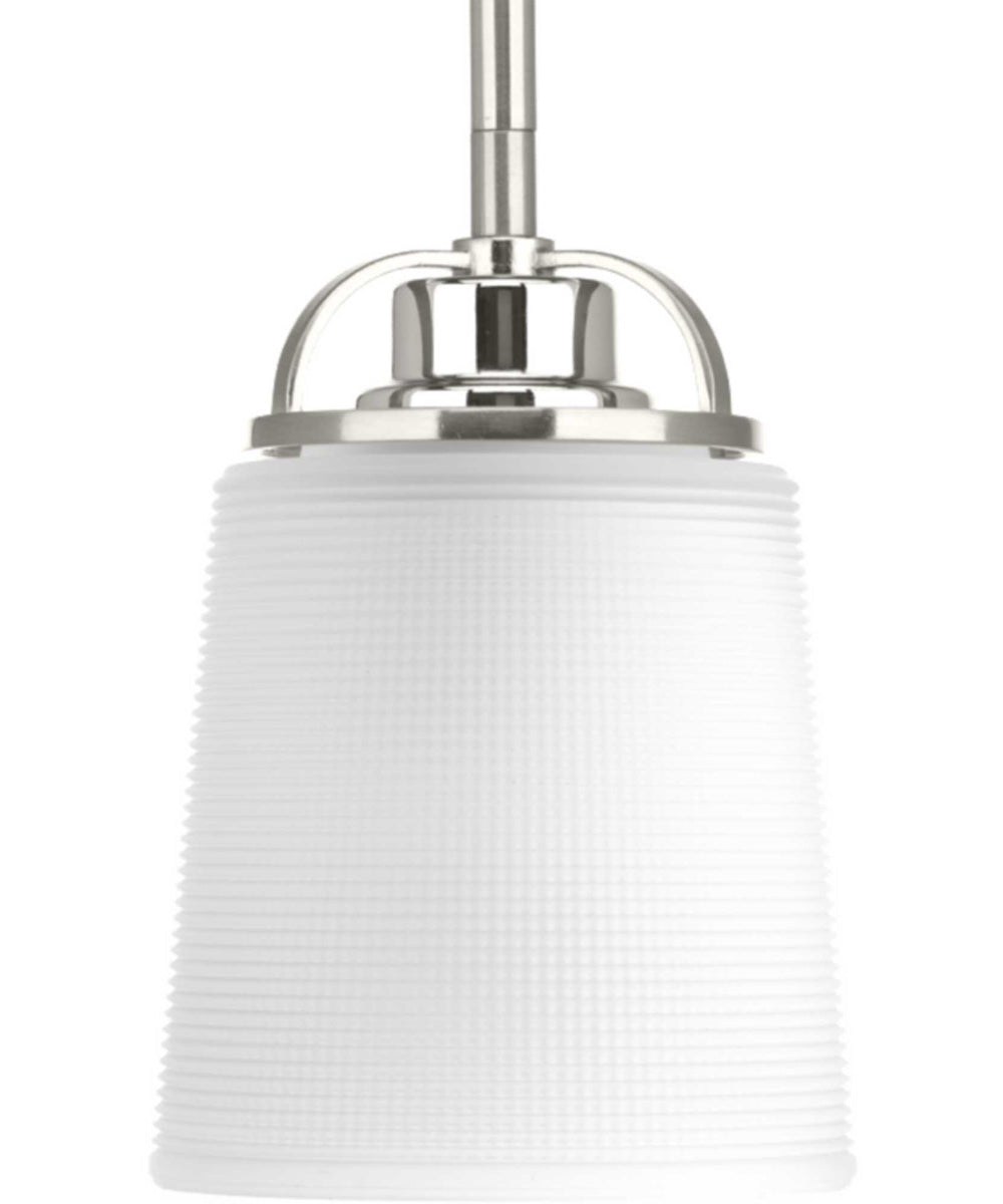 West Village 1-Light Etched Double Prismatic Glass Farmhouse Pendant Light Brushed Nickel