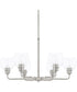 Mid-Century 6-Light Chandelier In Polished Nickel With Clear Glass