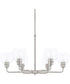 Mid-Century 6-Light Chandelier In Polished Nickel With Clear Glass