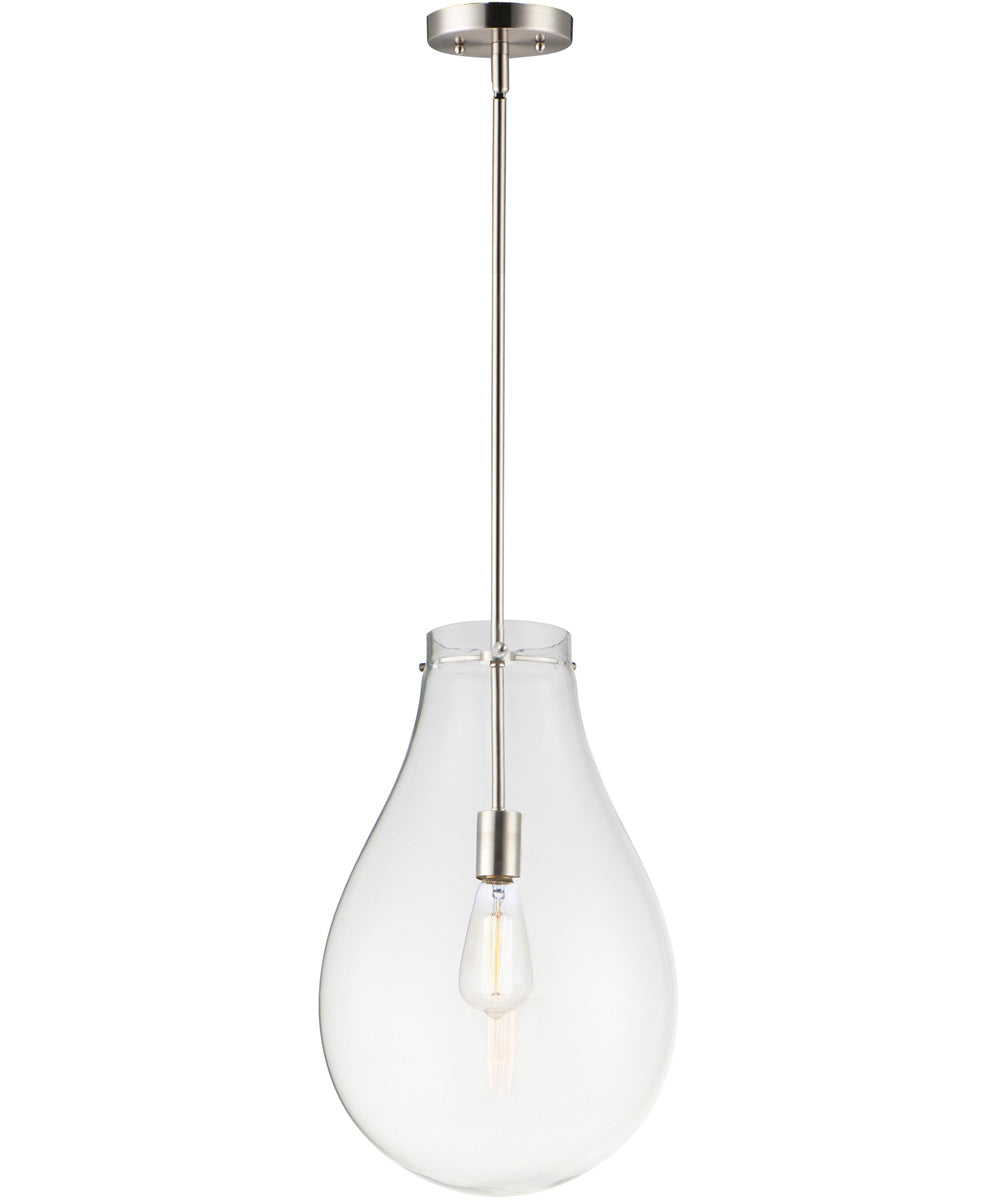 12"W Gourd 1-Light Pendant Satin Nickel