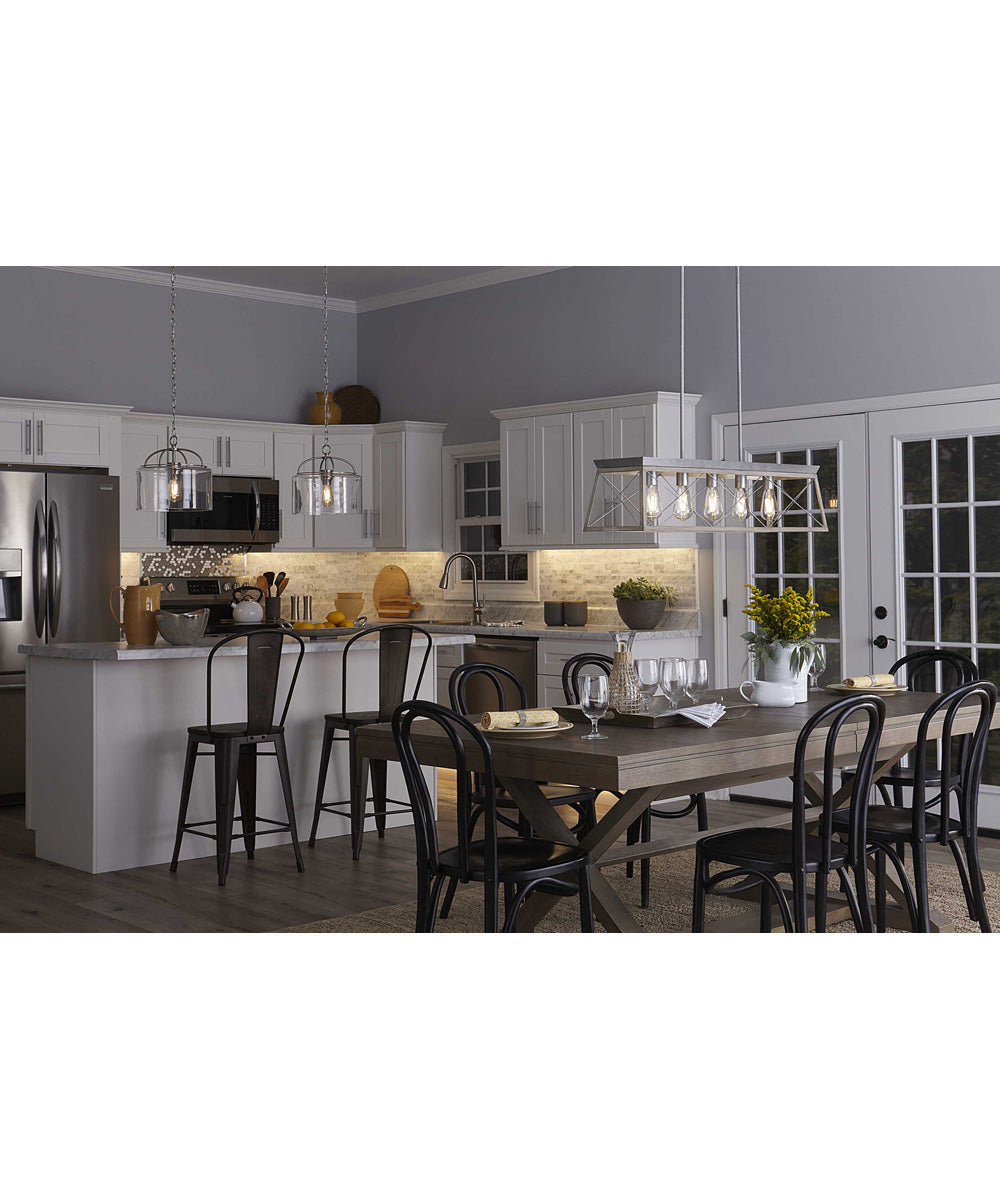Leyden 1-Light Clear Glass Farmhouse Style Hanging Pendant Light Brushed Nickel