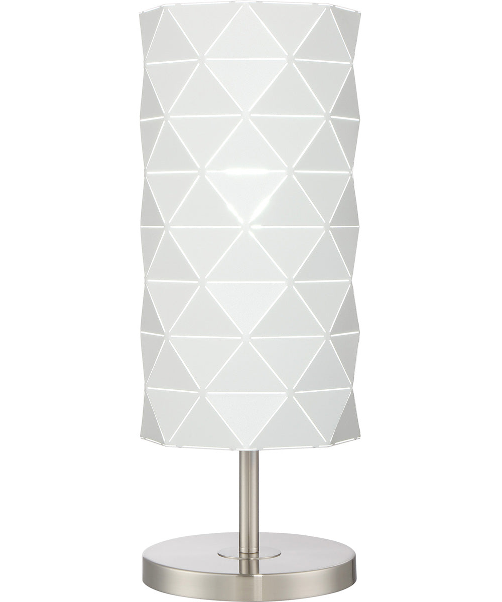 Pandora 1-Light Table Lamp Brushed Nickel/White Metal Cut Shade