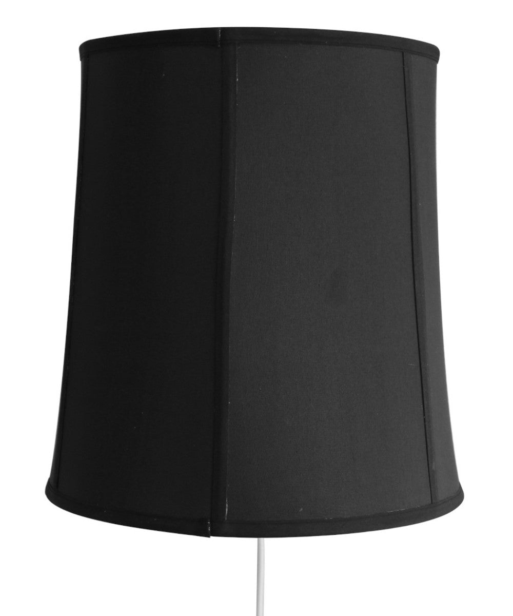 16"W Floating Shade Plug-In Wall Light Black Shantung Fabric