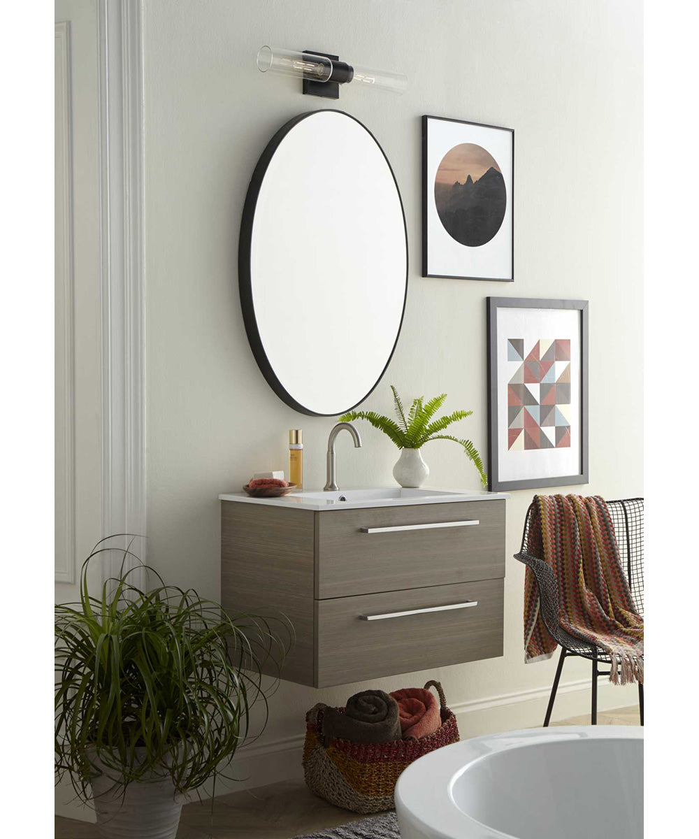 Clarion 2-Light Clear Glass Modern Style Bath Vanity Wall Light Matte Black