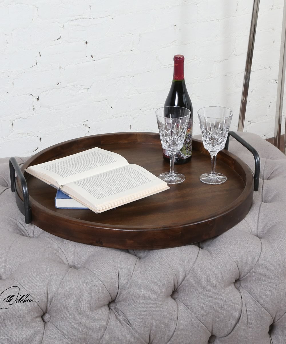 4"H Reine Round Wooden Tray