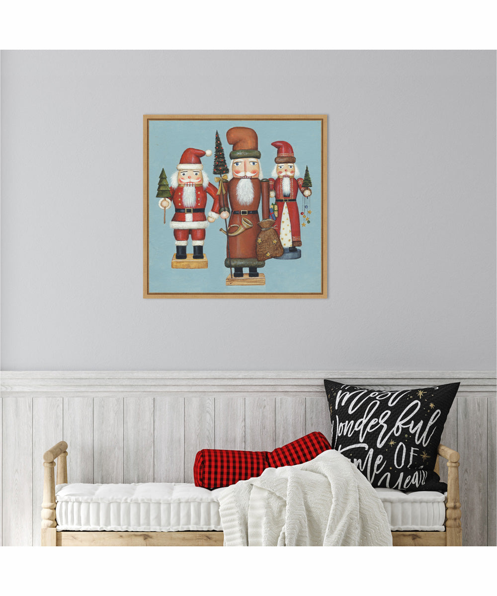 Framed Santa Nutcrackers by David Carter Brown Canvas Wall Art Print (22  W x 22  H), Sylvie Maple Frame