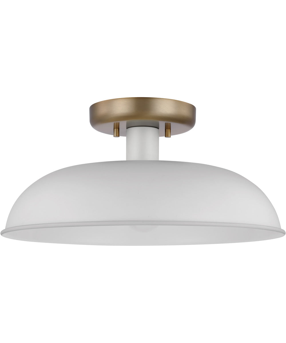 Colony 1-Light Close-to-Ceiling Matte White / Burnished Brass