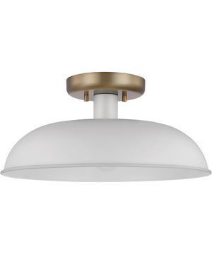 Colony 1-Light Close-to-Ceiling Matte White / Burnished Brass