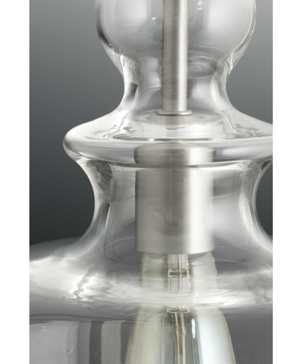 Staunton 1-Light Clear Glass Global Pendant Light Brushed Nickel