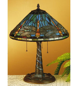 24"H Dragonfly Twisted Fly  Tiffany Table Lamp