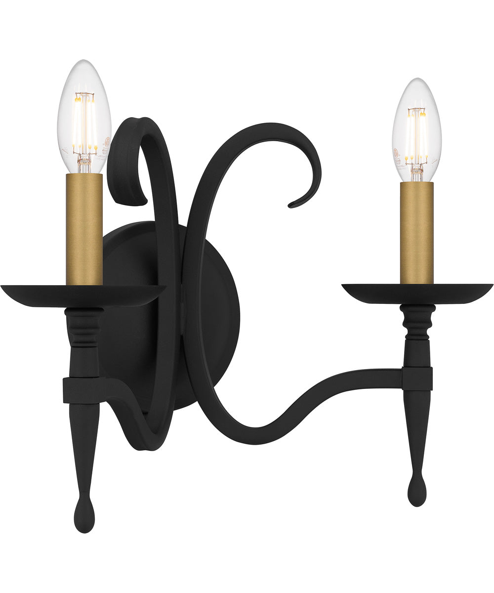 Octavia Small 2-light Wall Sconce Earth Black
