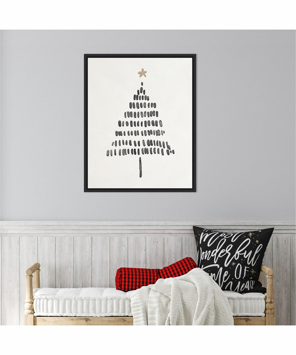 Framed Modern Christmas Tree II by Nina Blue Canvas Wall Art Print (23  W x 28  H), Sylvie Black Frame