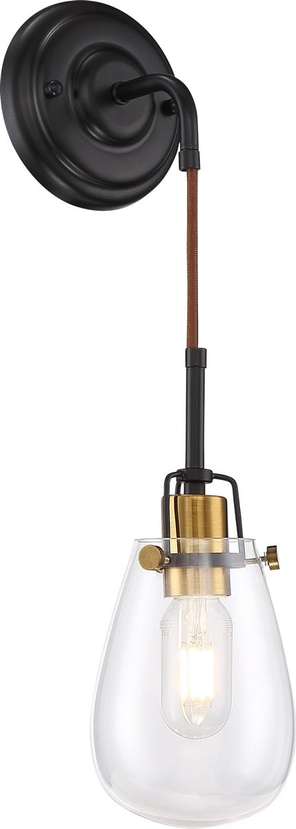 5"W Toleo 1-Light Vanity & Wall Black / Vintage Brass Accents