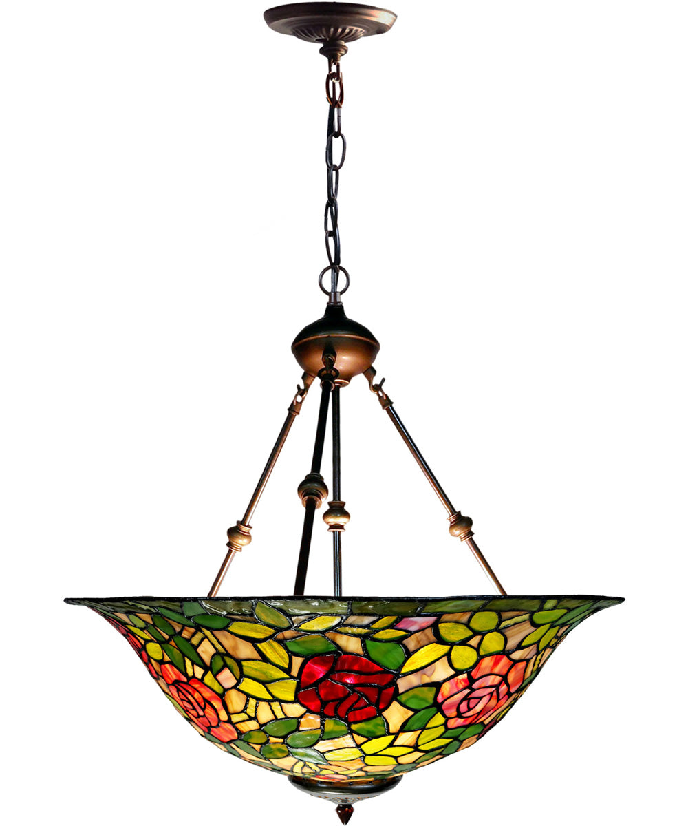 Rose Bush Inverted Tiffany Hanging Fixture