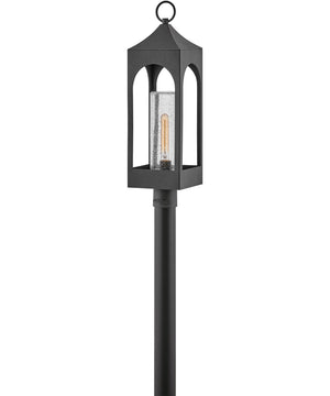 Amina 1-Light Large Outdoor Post Top or Pier Mount Lantern in Distressed Zinc