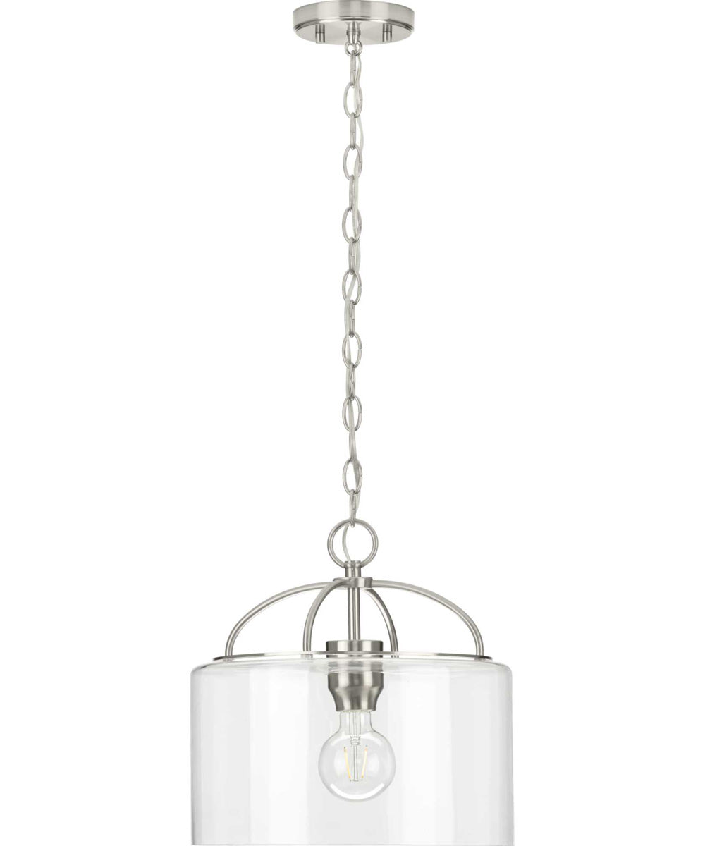 Leyden 1-Light Clear Glass Farmhouse Style Hanging Pendant Light Brushed Nickel