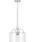Leyden 1-Light Clear Glass Farmhouse Style Hanging Pendant Light Brushed Nickel