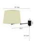 Dimmable Swing Arm Wall Light Bronze Brown Finish with Eggshell Fabric Lampshade - For Bedside, Living Room, Reading Chair