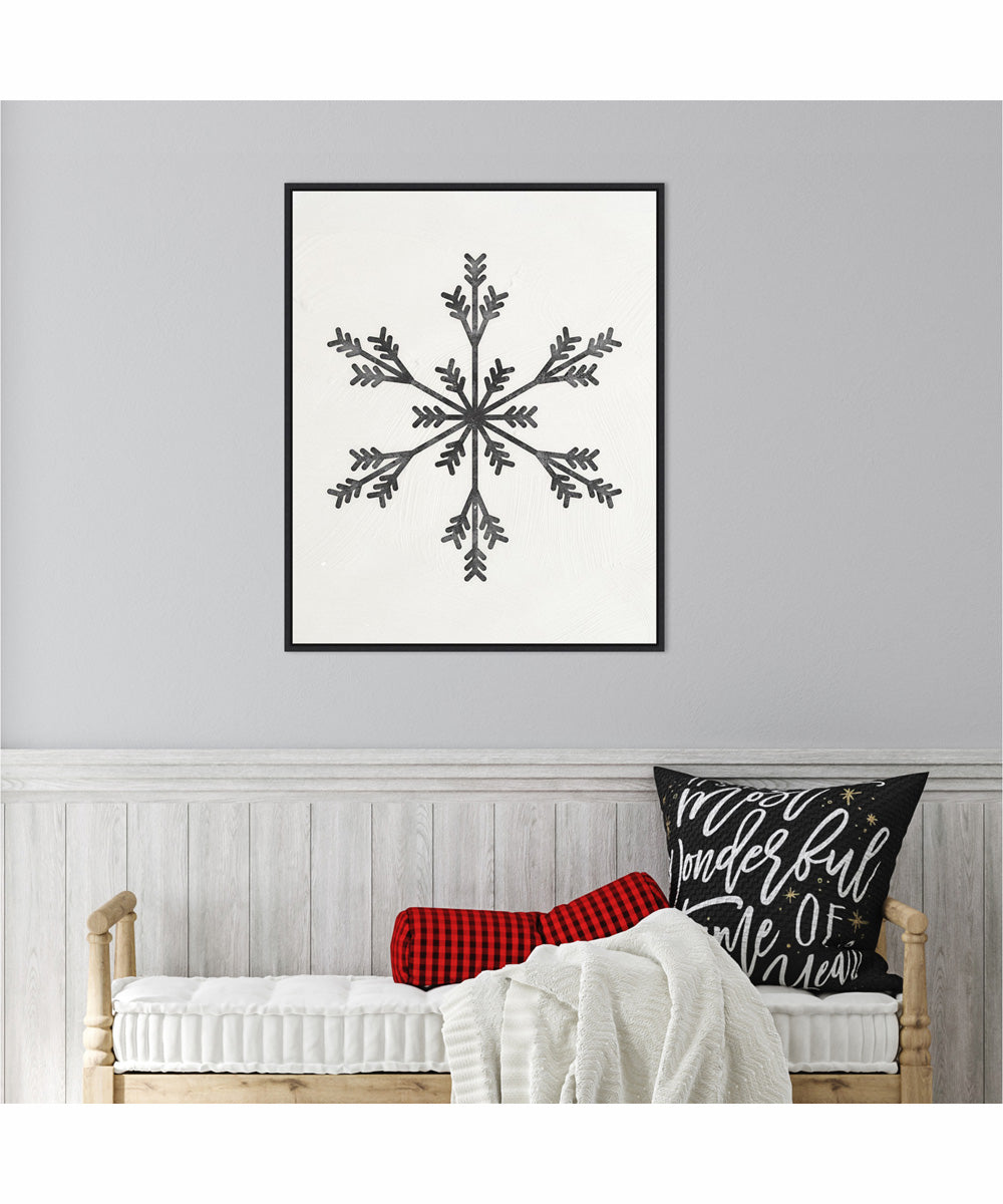 Framed Modern Snowflake II by Nina Blue Canvas Wall Art Print (23  W x 28  H), Sylvie Black Frame