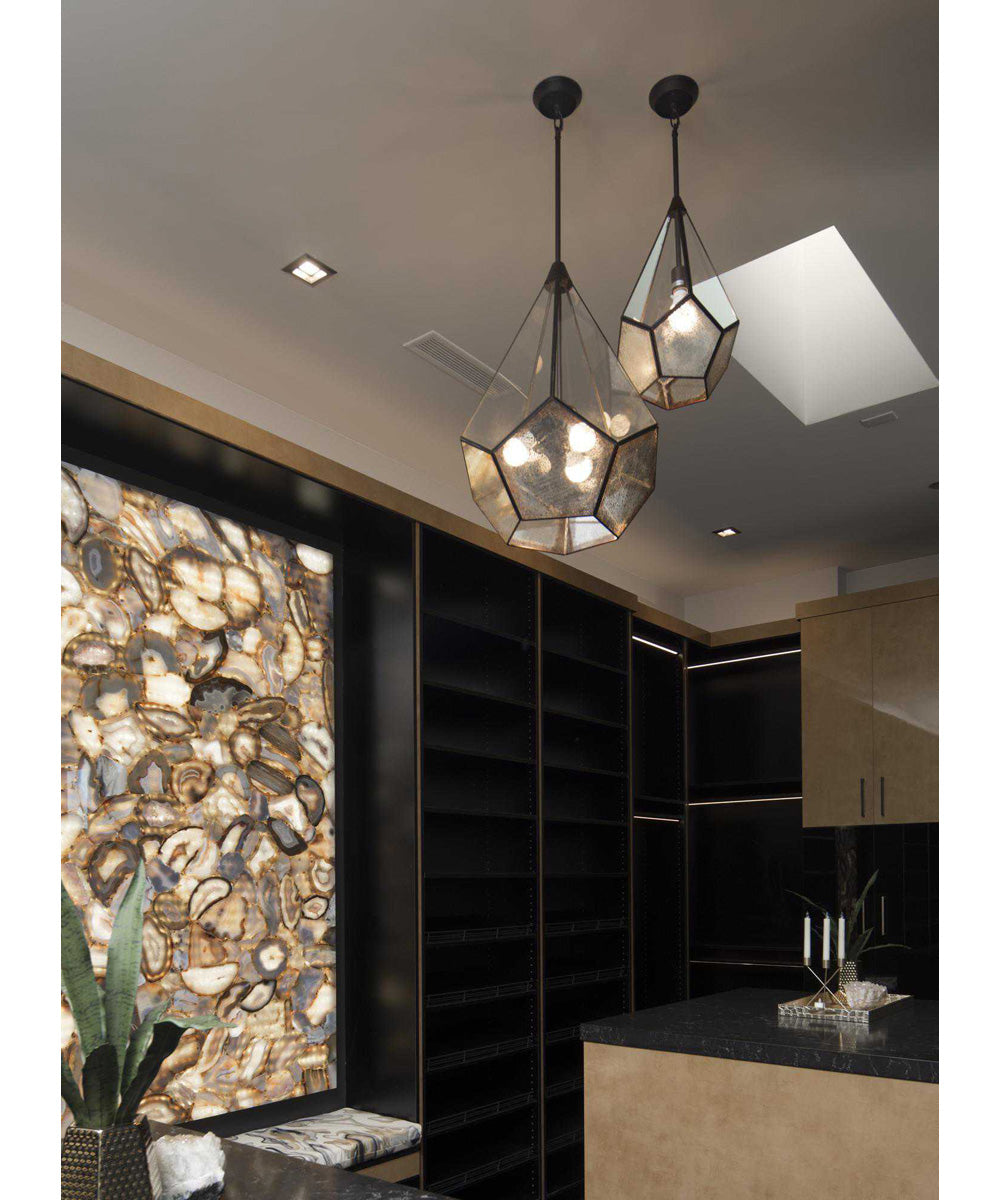 Cinq 1-Light Antique Mirror Glass Global Pendant Light Antique Bronze