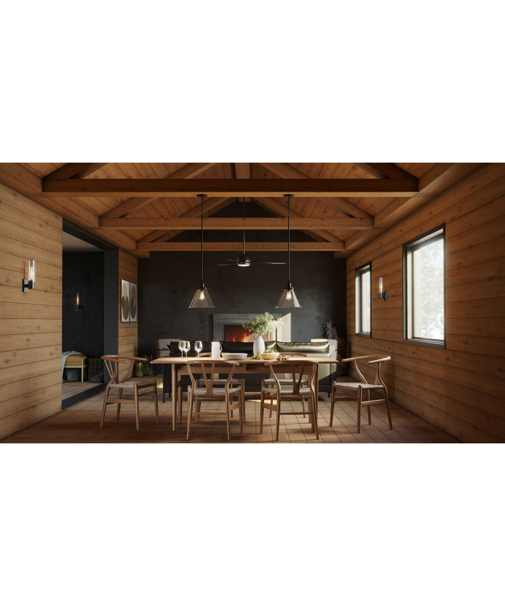 Kellwyn 1-Light Clear Glass Transitional Style Hanging Mini-Pendant Light Matte Black