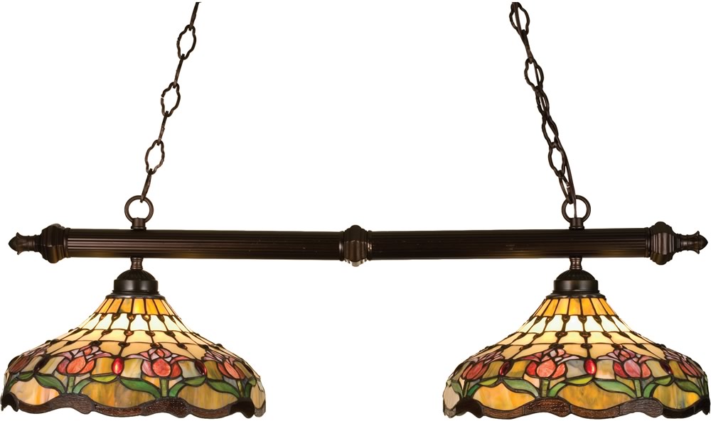 37"W Colonial Tulip 2 Light Island Pendant