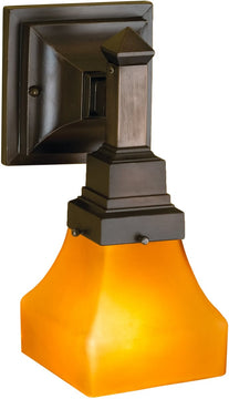 5"W Bungalow Frosted Amber Wall Sconce