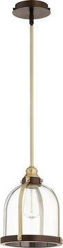 10"W 1-light Pendant Aged Brass w/ Oiled Bronze