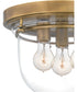Whistling 3-light Flush Mount Weathered Brass
