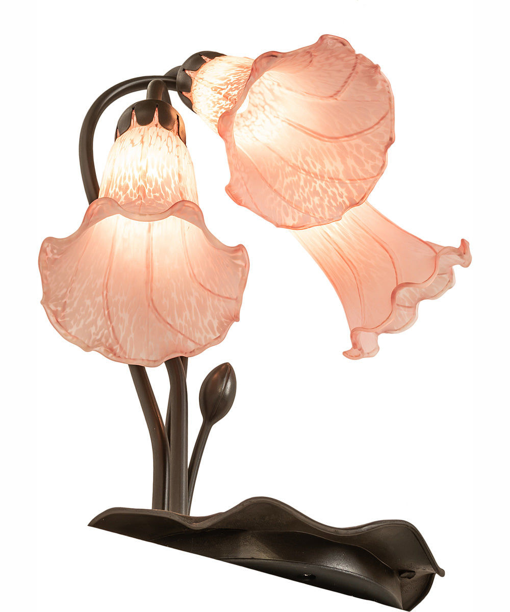 16" High Pink Tiffany Pond Lily 3 Light Accent Lamp